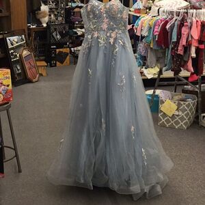 0 Collette blue w/ flowers formal dress